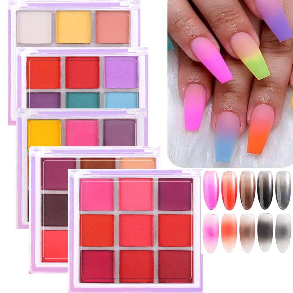 Nail Art Ombre Glitter - Palette de pigments pour ongles, 4/6/9