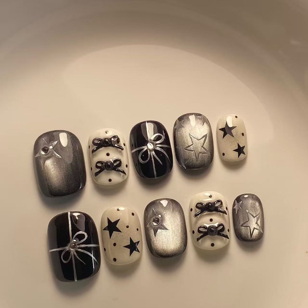 Nail Art Cat Eye Simple - 10 pièces automne hiver Simple noir