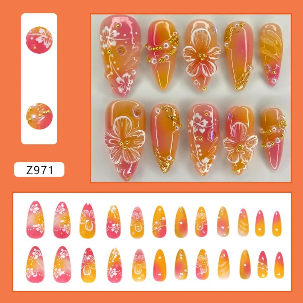 Nail Art Design - 24 faux ongles en amande rose