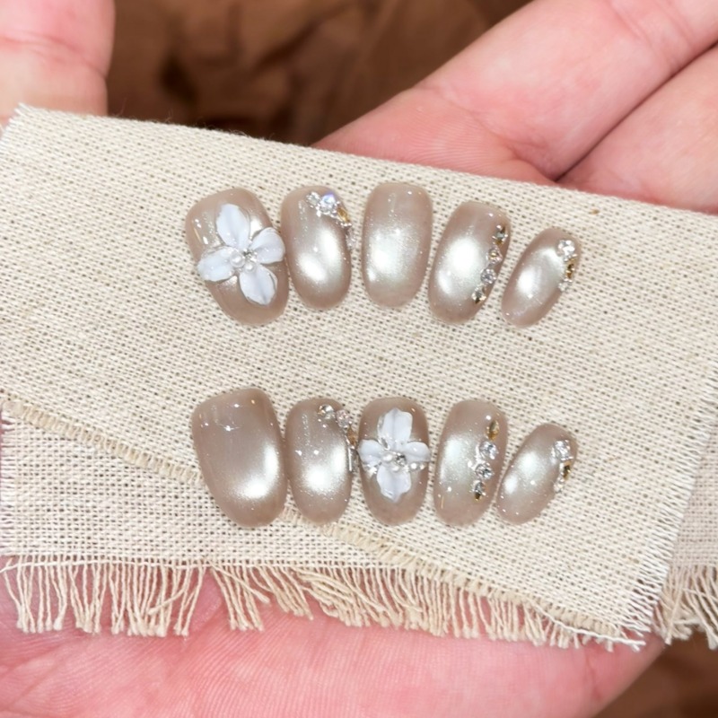 Nail Art Cat Eye Simple - Faux ongles press-on faits main, effet