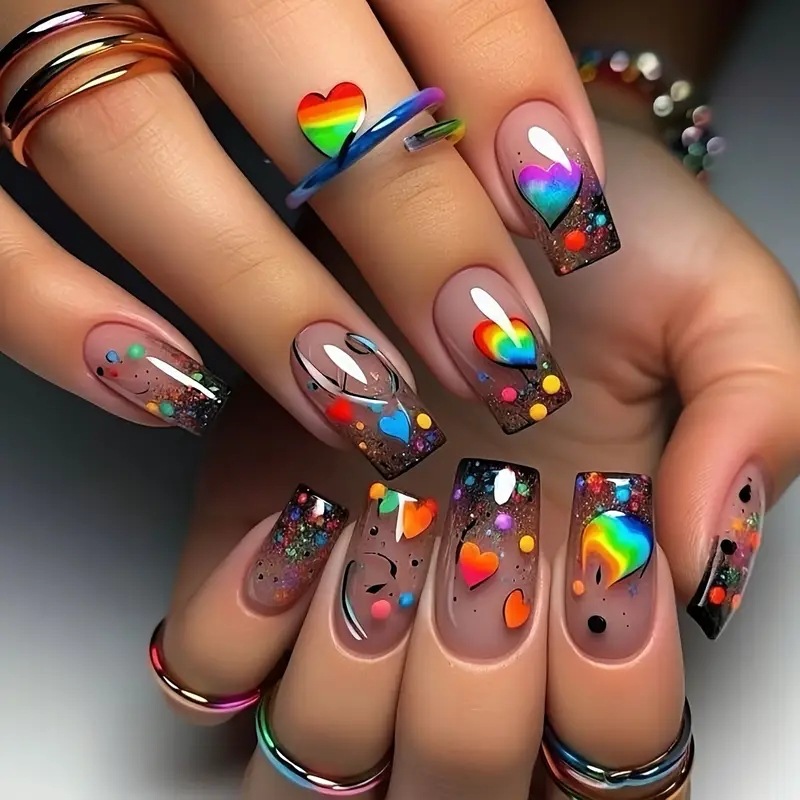 Nail Art Love - 24 faux ongles courts carrés nude