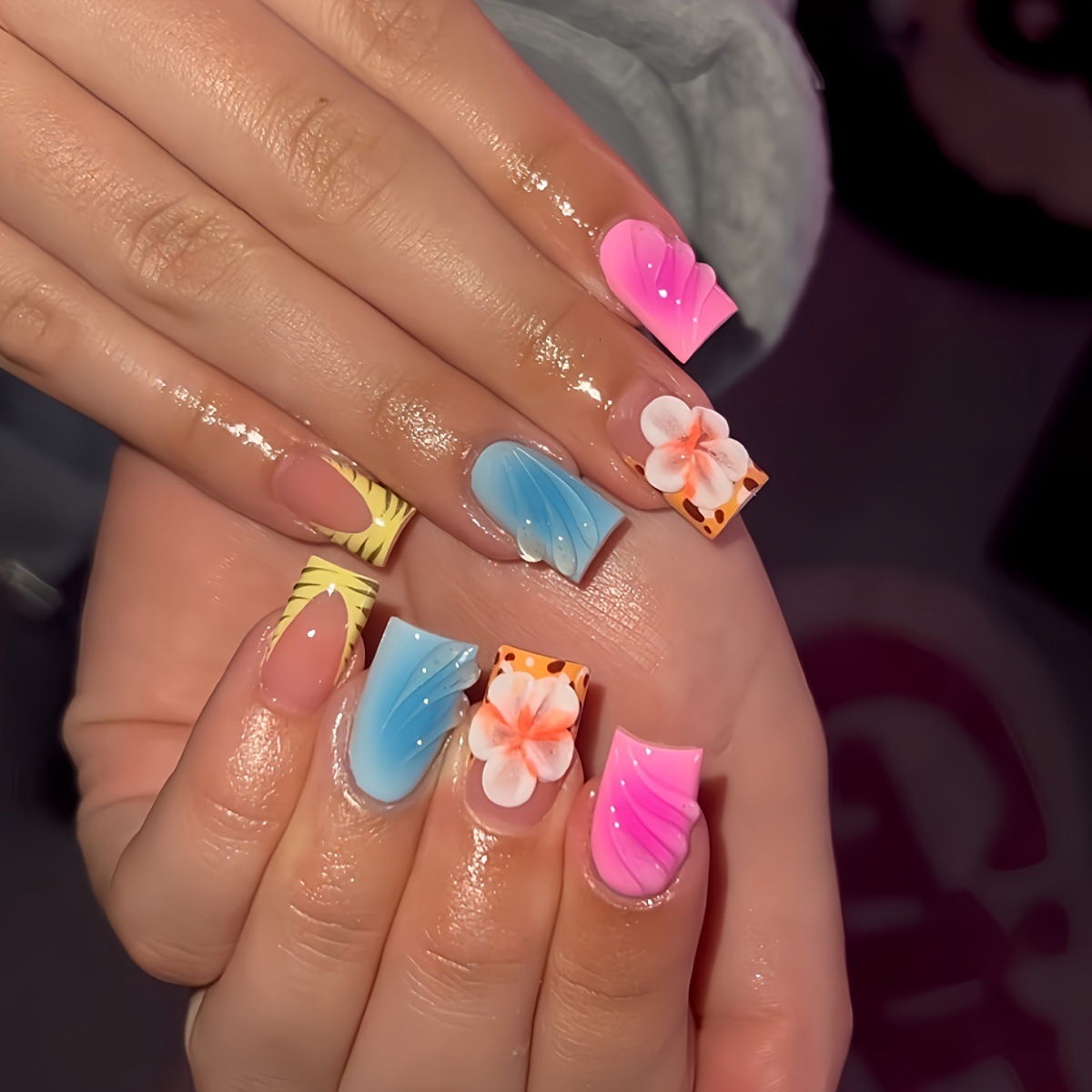 Nail Art Design - 24 pièces tête carrée courte faux