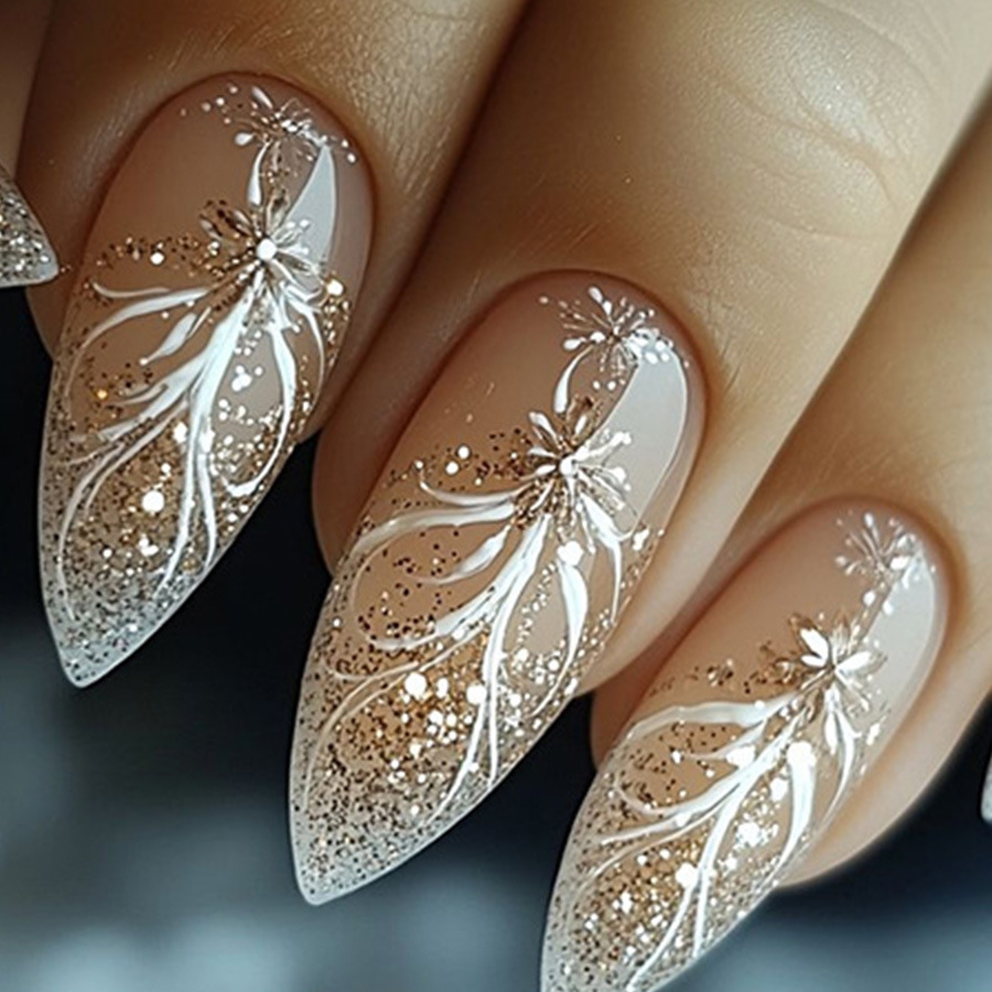 Nail Art Design - 24 pièces/ensemble faux ongles courts moyens
