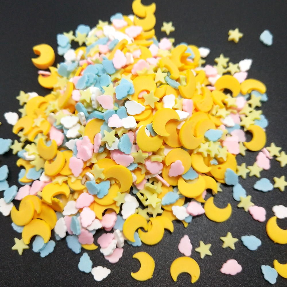 Nail Art Love - 50g étoile jaune/nuages argile polymère pour