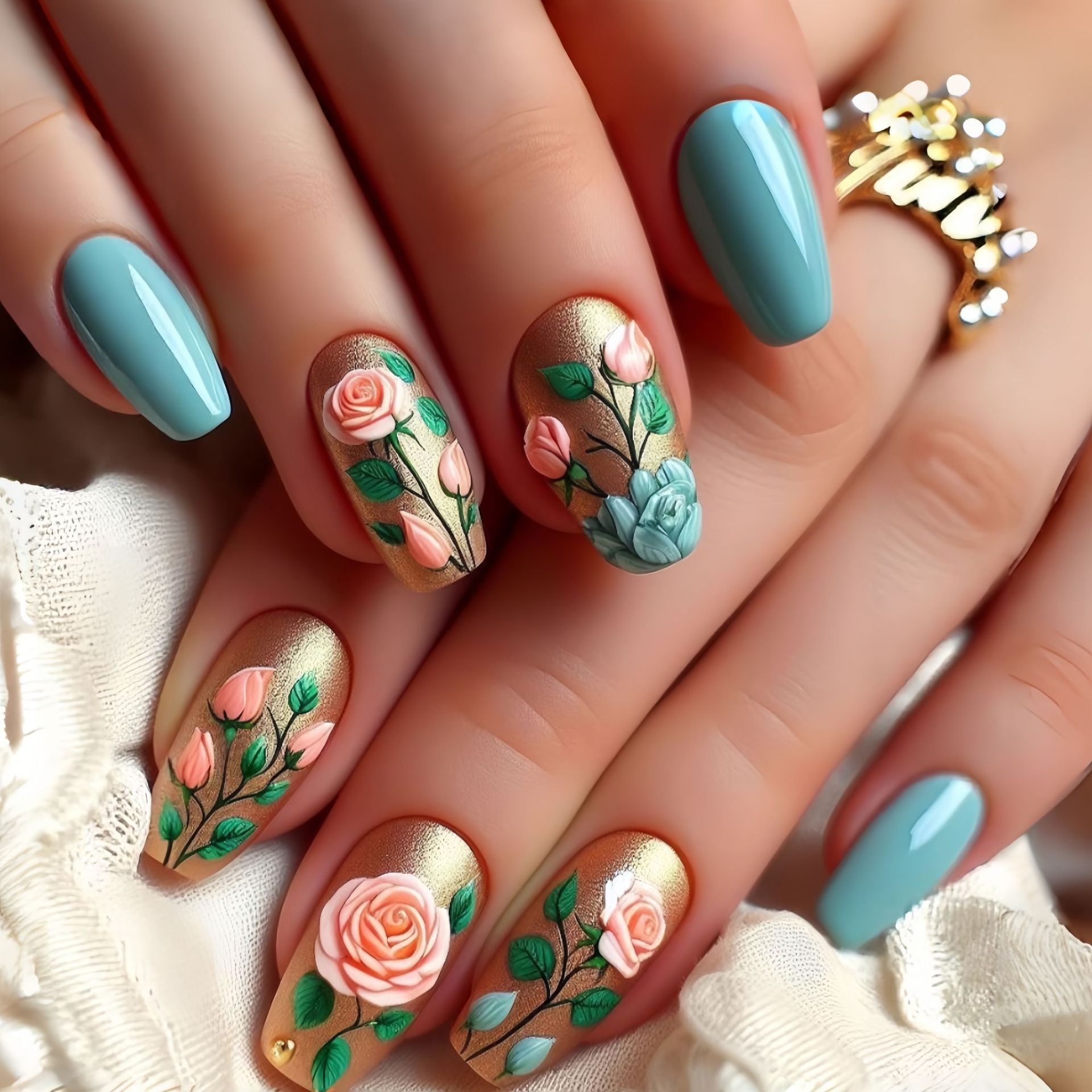 Nail Art Design - Faux ongles moyens pour femmes et