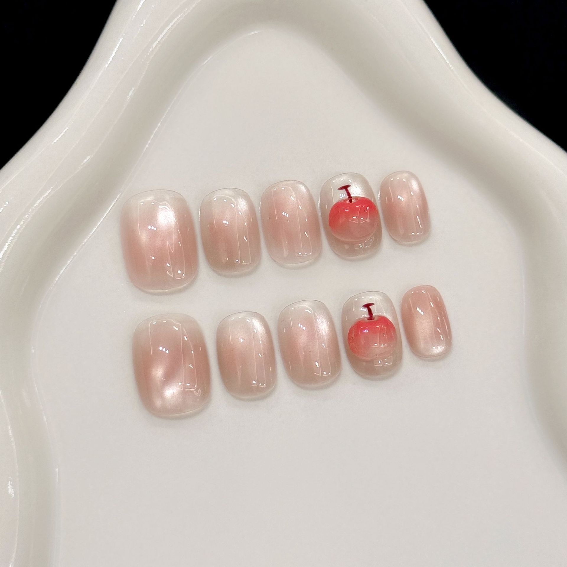 Nail Art Cat Eye Simple - 10 faux ongles press-on faits main,
