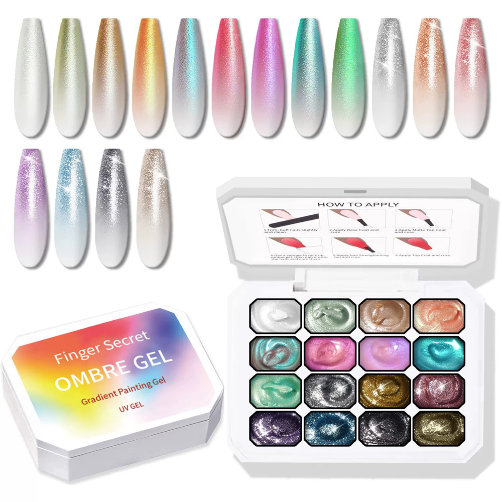 Nail Art Ombre Glitter - Palette de gel crème solide ombré