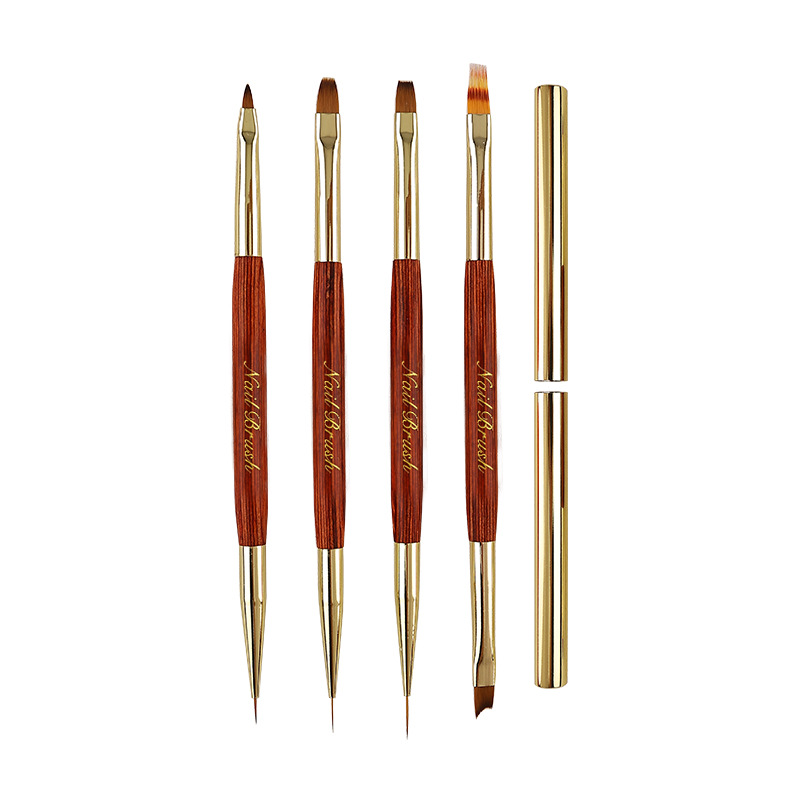 Nail Art Gold - Brosse à ongles Double tête dorée,