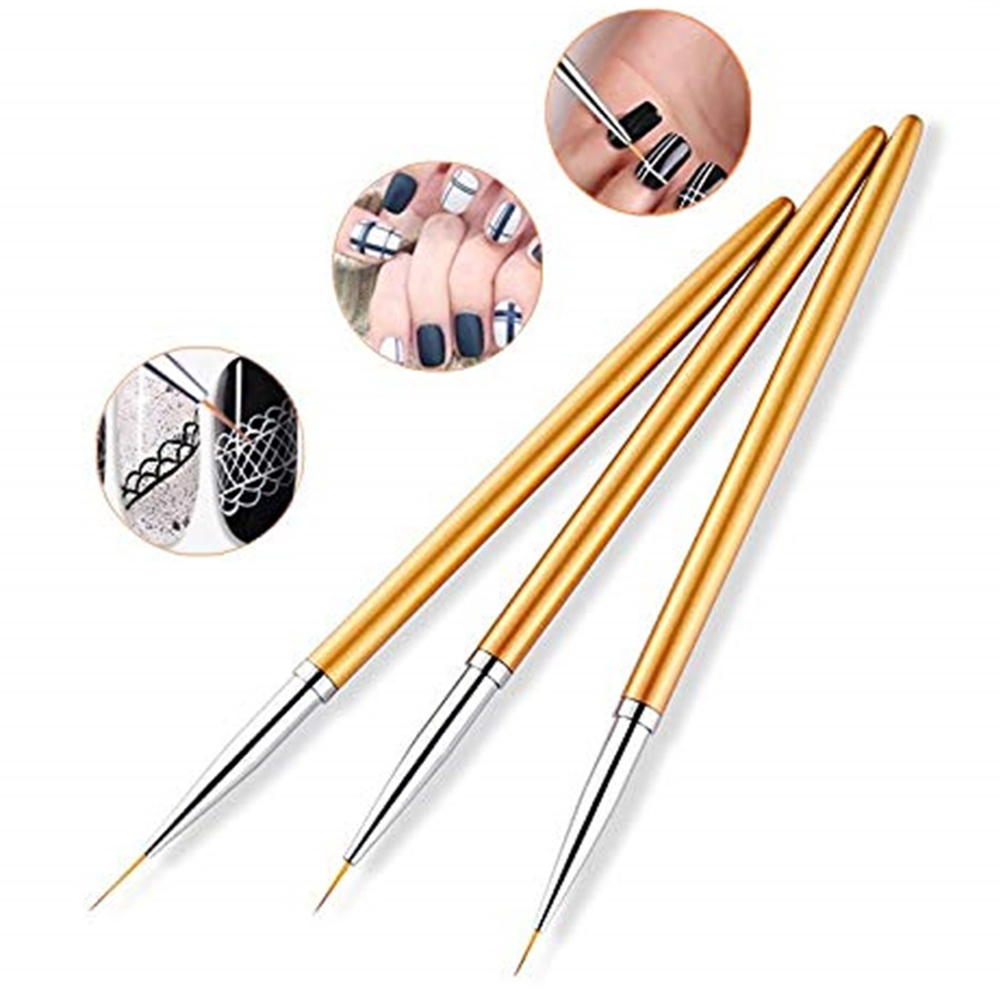 Lot de 3 pinceaux dorés pour n - Nail Art Gold avis et prix