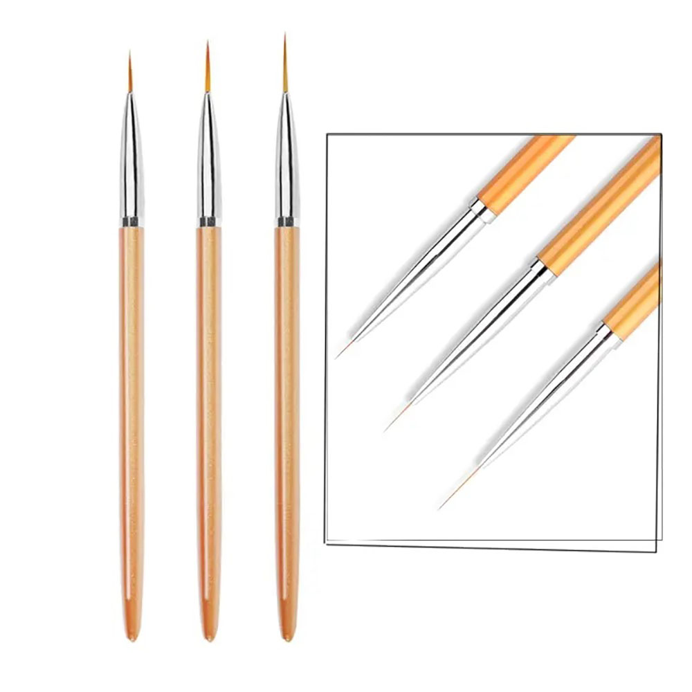 Lot de 3 pinceaux dorés pour n - Nail Art Gold avis et prix