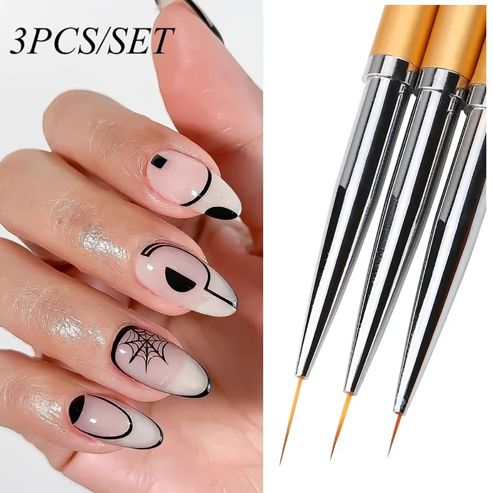 Lot de 3 pinceaux dorés pour n - Nail Art Gold avis et prix