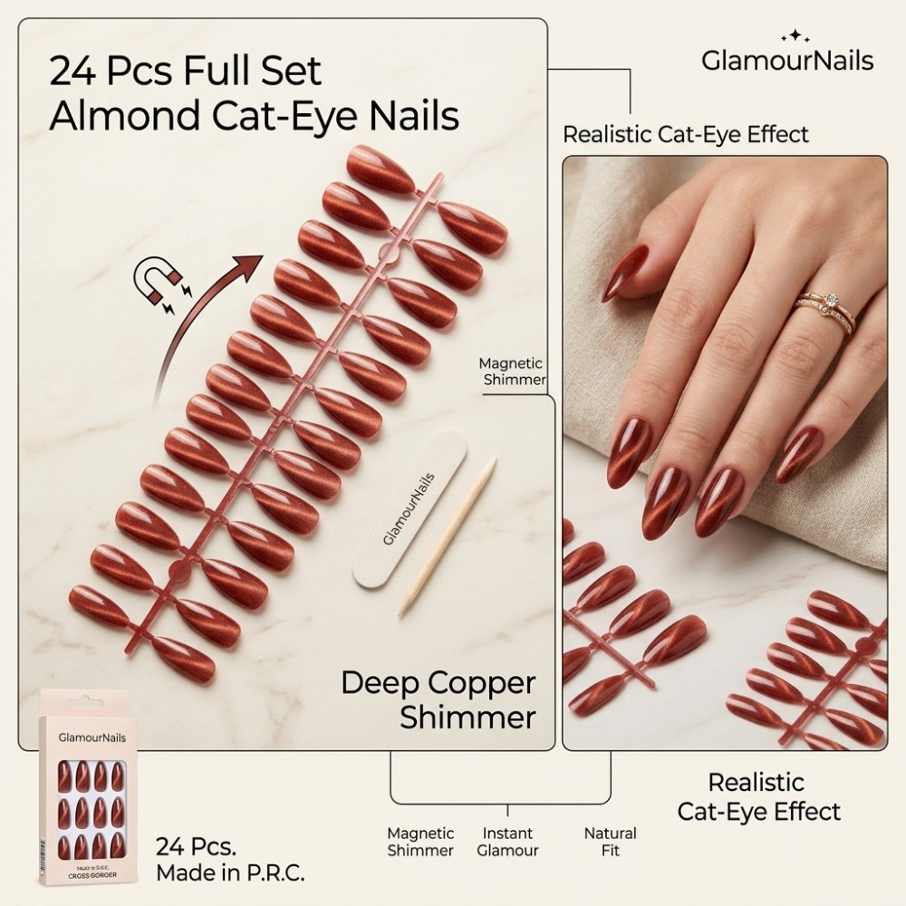 24 faux ongles carrés courts à - Nail Art Extension Cat Eye avis et prix