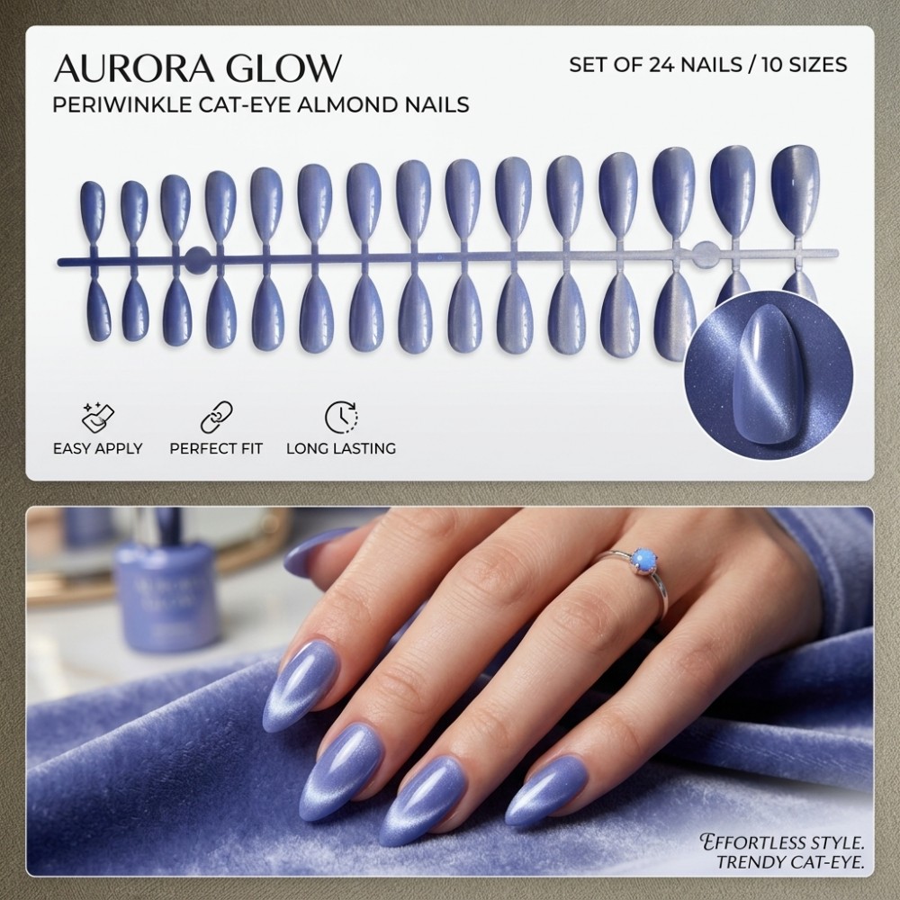 24 faux ongles carrés courts à - Nail Art Extension Cat Eye avis et prix