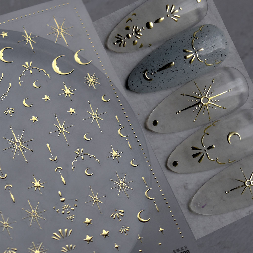 Autocollant 3D Doré Soleil/Lun - Nail Art Gold avis et prix