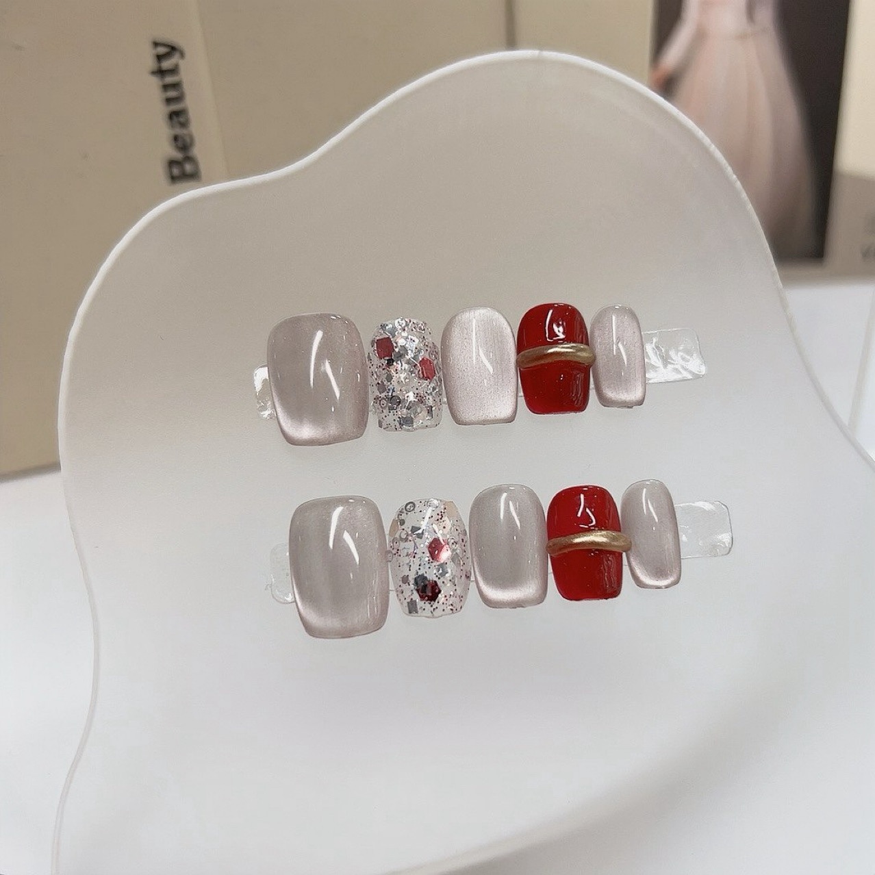 10 pièces lumière luxe court c - Nail Art Cat Eye Simple avis et prix